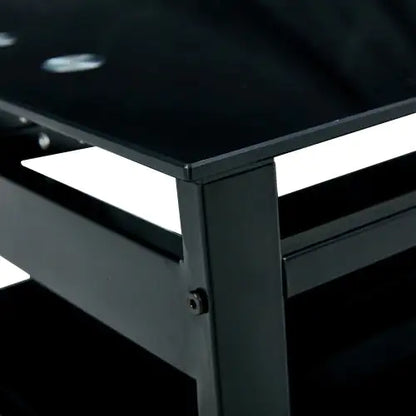 Modern Black Tempered Glass Lift-Top Coffee Table (2-Layer Design)