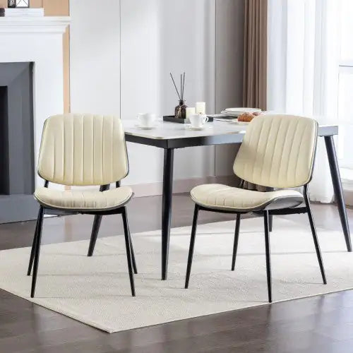 Mid-Century Bentwood PU Dining Chairs (Set of 2)