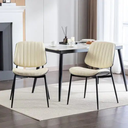 Mid-Century Bentwood PU Dining Chairs (Set of 2)