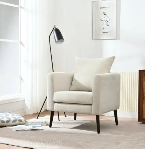 Upholstered Armchair With Solid Wood Legs