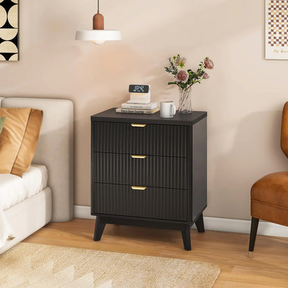 Fluted 3-Drawer Nightstand