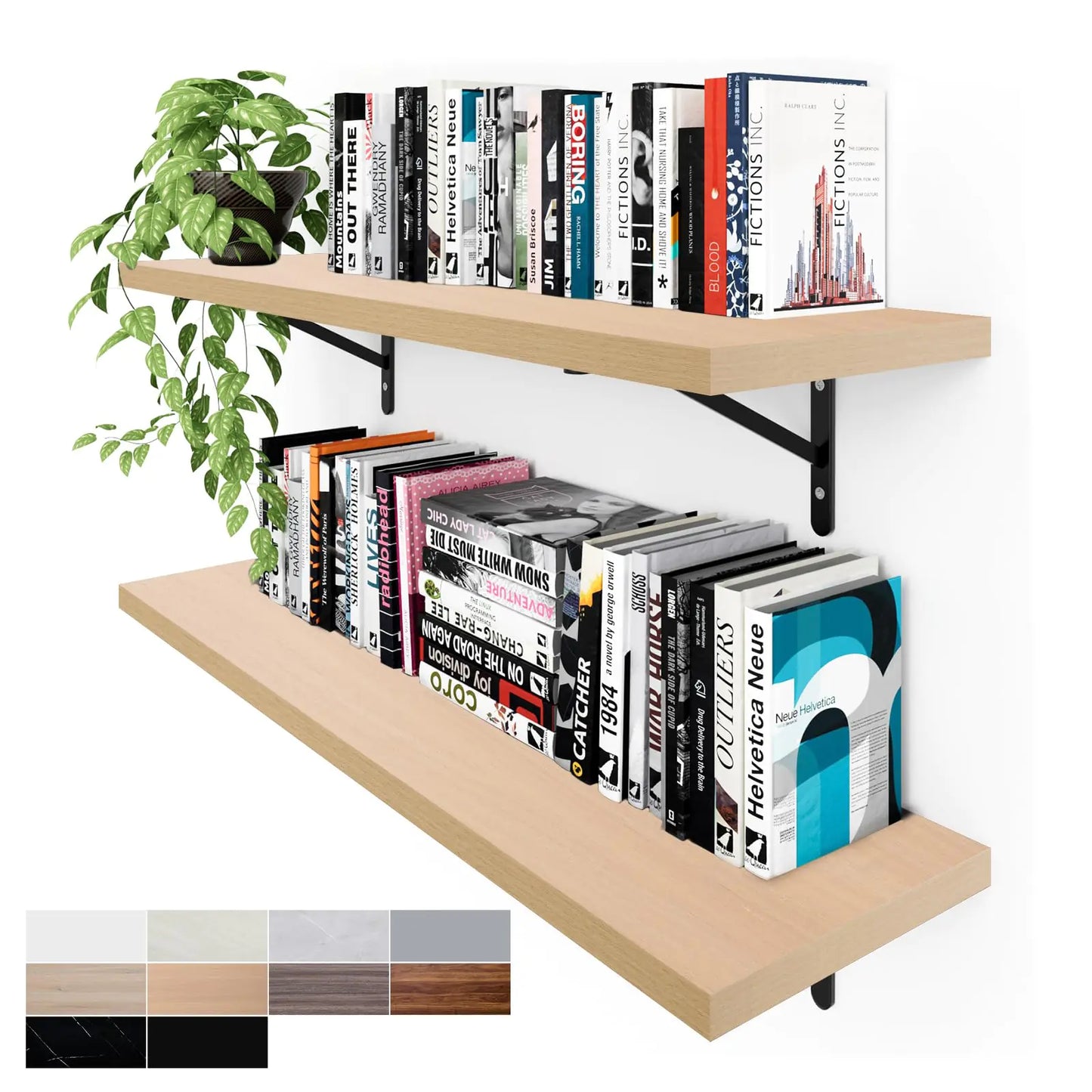Wide Floating Wall Shelves (10" x 36" – Set of 2)