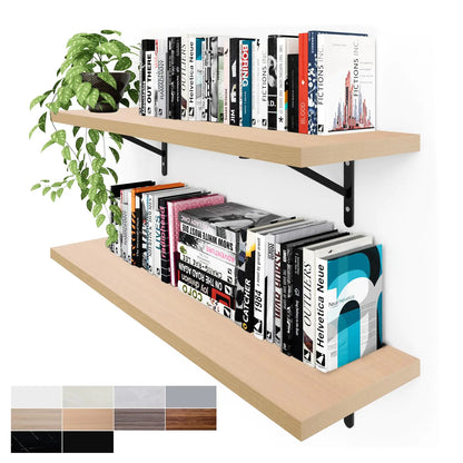 Wide Floating Wall Shelves (10" x 36" – Set of 2)
