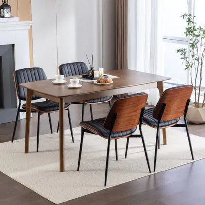 Mid-Century Faux Leather Dining Chairs (Set of 2)