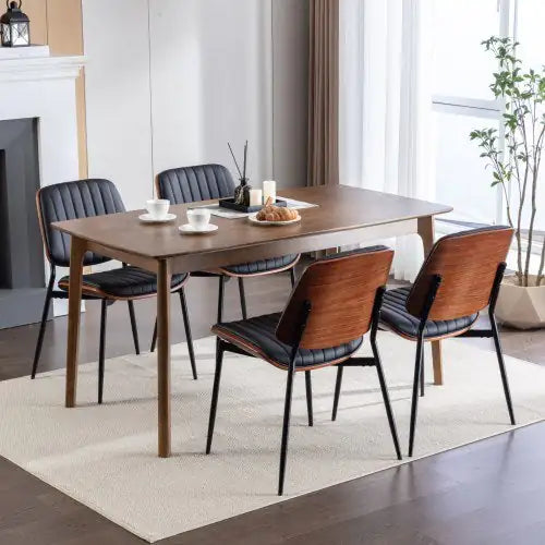 Mid-Century Faux Leather Dining Chairs (Set of 2)