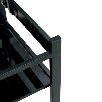 Modern Black Tempered Glass Lift-Top Coffee Table (2-Layer Design)