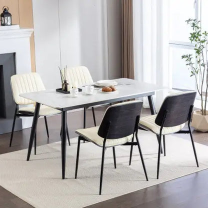 Mid-Century Bentwood PU Dining Chairs (Set of 2)