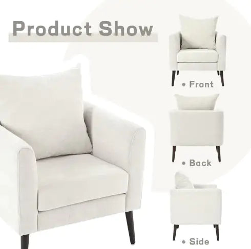 Upholstered Armchair With Solid Wood Legs