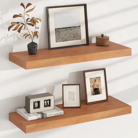 Solid Cherry Wood Floating Wall Shelf