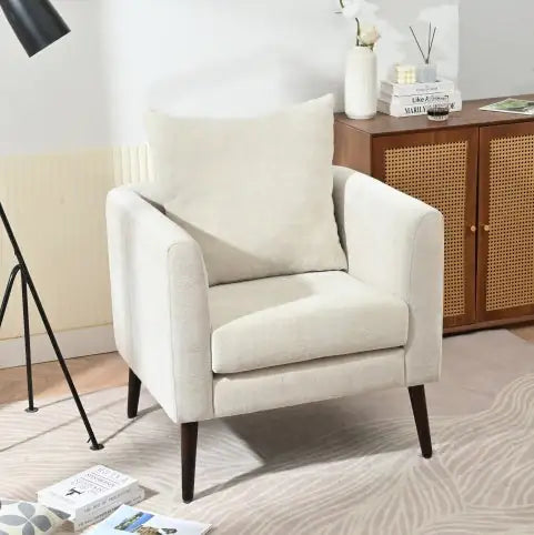 Upholstered Armchair With Solid Wood Legs