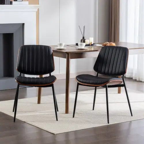 Mid-Century Faux Leather Dining Chairs (Set of 2)
