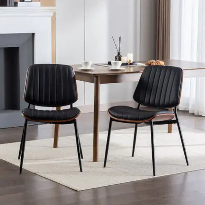 Mid-Century Faux Leather Dining Chairs (Set of 2)
