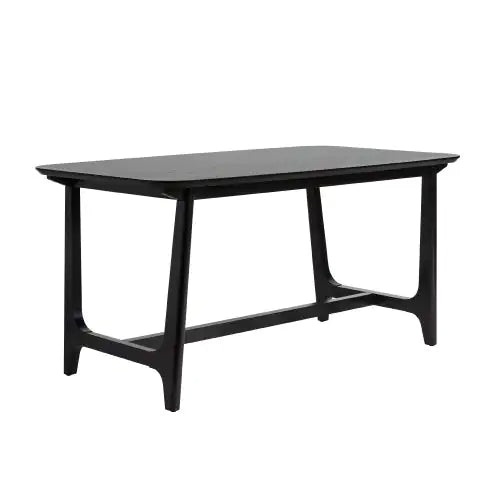 Mid-Century Modern Dining Table With Trestle Base, Black Ash Veneer