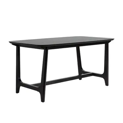 Mid-Century Modern Dining Table With Trestle Base, Black Ash Veneer
