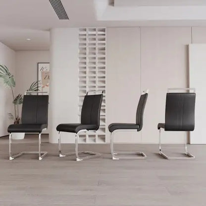 Modern High-Back PU Dining Chairs (Set of 4)