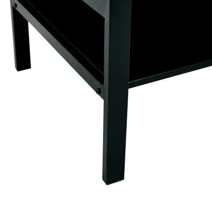 Modern Black Tempered Glass Lift-Top Coffee Table (2-Layer Design)