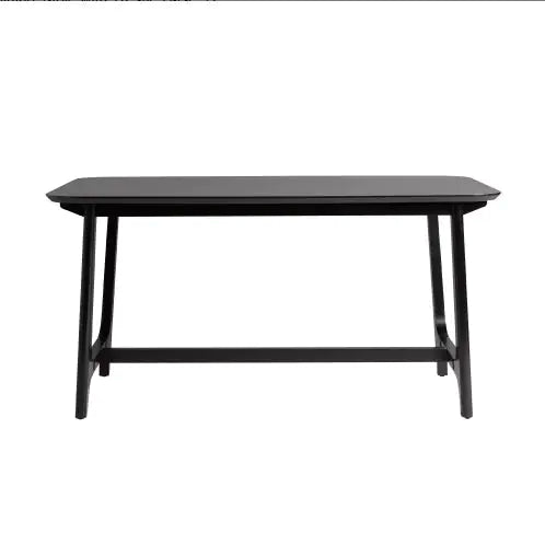 Mid-Century Modern Dining Table With Trestle Base, Black Ash Veneer